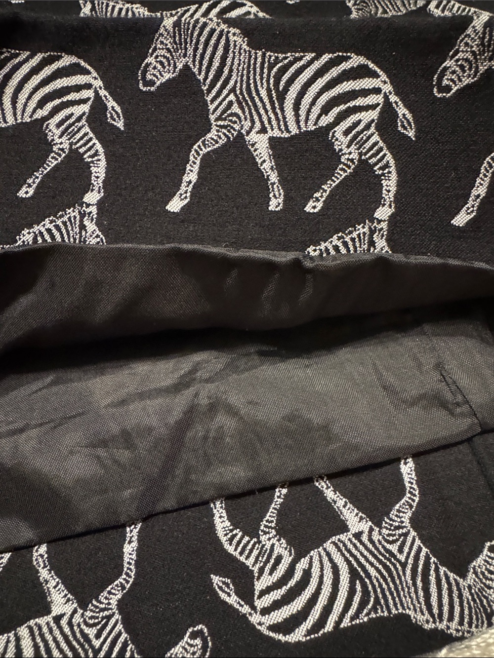 J. Crew Black Mini Skirt with Silver Zebra Print - Picture 3 of 7